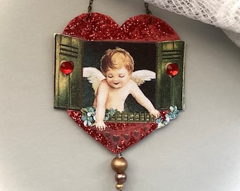 Vintage inspired Valentine ornament/ Victorian Valentine’s Day ornament