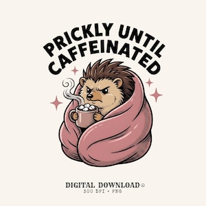 Igelkottkaffe PNG kaffedjurspresent tecknad digital nedladdning kaffe utskrivbar Java fan serietidning PNG djurliv grafisk retro filt