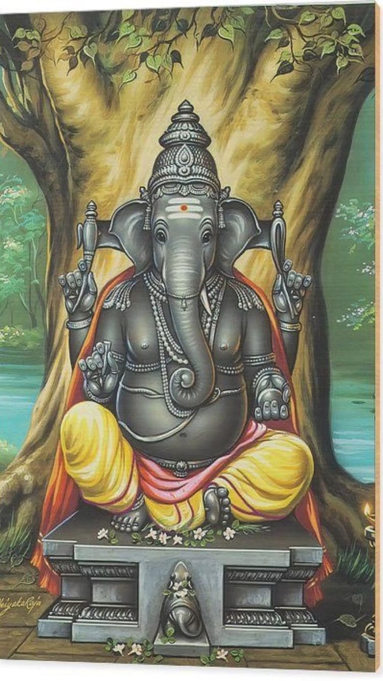 Buy Lord Ganesha Hand Painted Painting on Canvas Without Frame ...