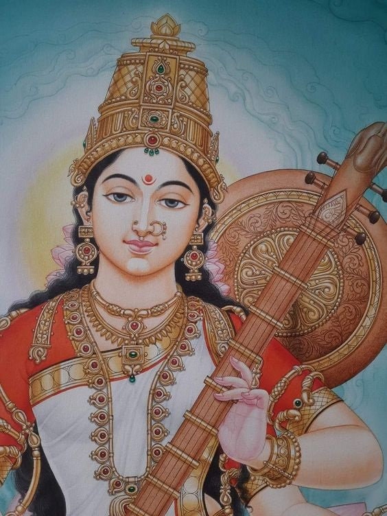 How to Draw Maa Saraswati sketch || Easy step by step drawing for beginners  - YouTube