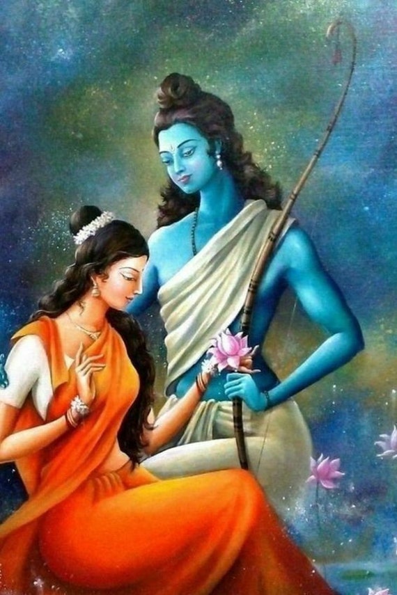 Ram Sita Hand Painted Painting on Canvas No Frame - Etsy Singapore Ram Sita Hand Painted Painting on Canvas No Frame - Etsy Singapore