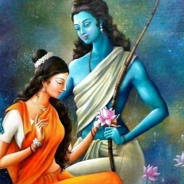 Ram Sita Handgemaltes Gemälde Auf Leinwand Ohne Rahmen