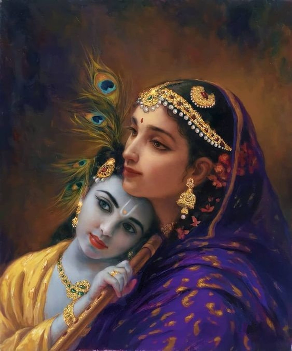 Yashoda With Krishna A Hand Painted Painting on Canvas No Etsy