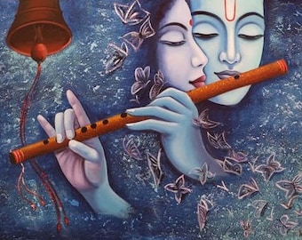 Buy Lord Krishna Playing Flute With Radha A Hand Painted Painting Online in India - Etsy Buy Lord Krishna Playing Flute With Radha A Hand Painted Painting Online in India - Etsy