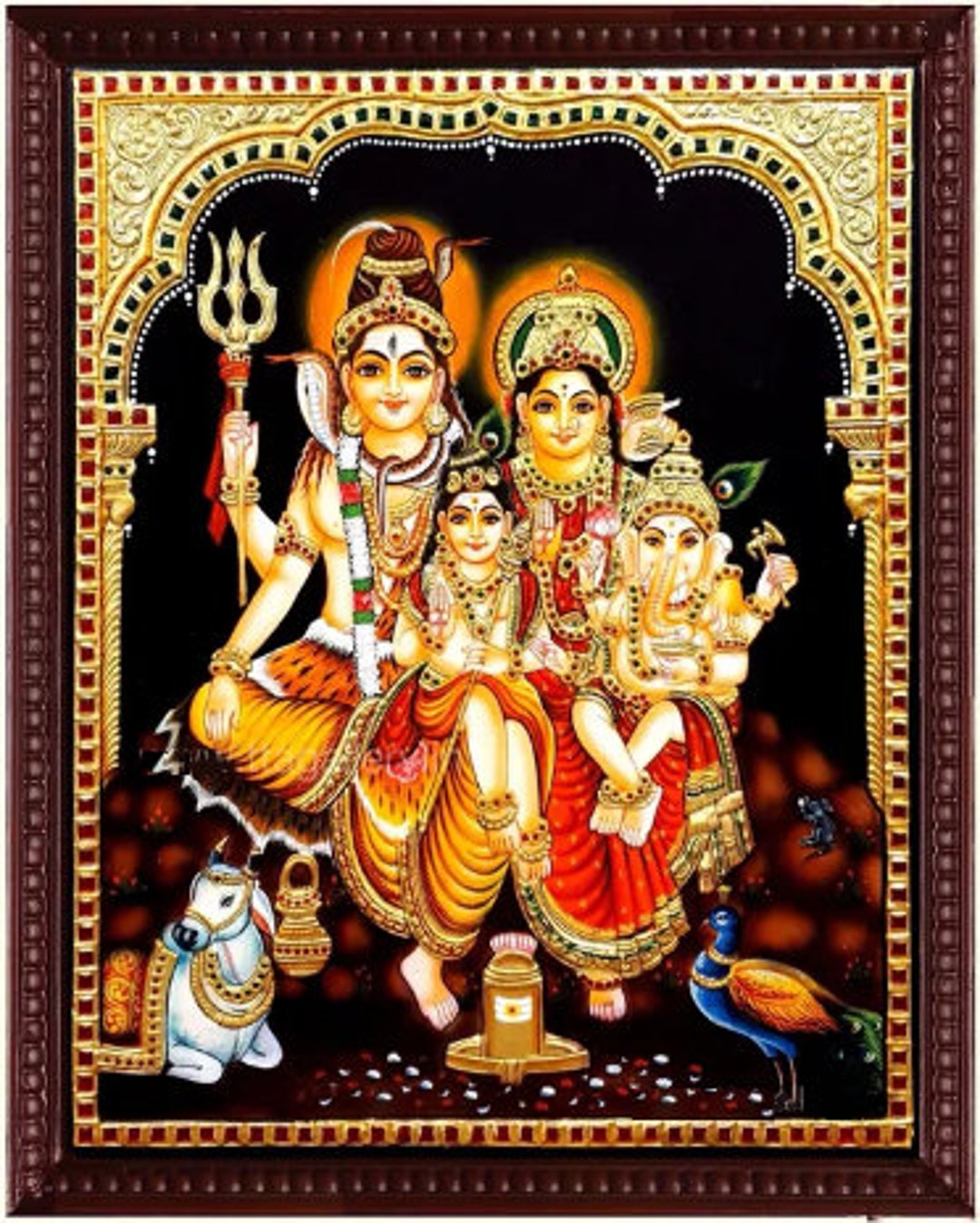Buy Shiva Family Tanjore Painting With Frame Online in India - Etsy