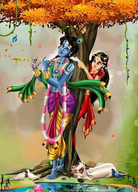 Buy Radha Krishna AS Hand Painted Painting on Canvas without Online in  India - Etsy