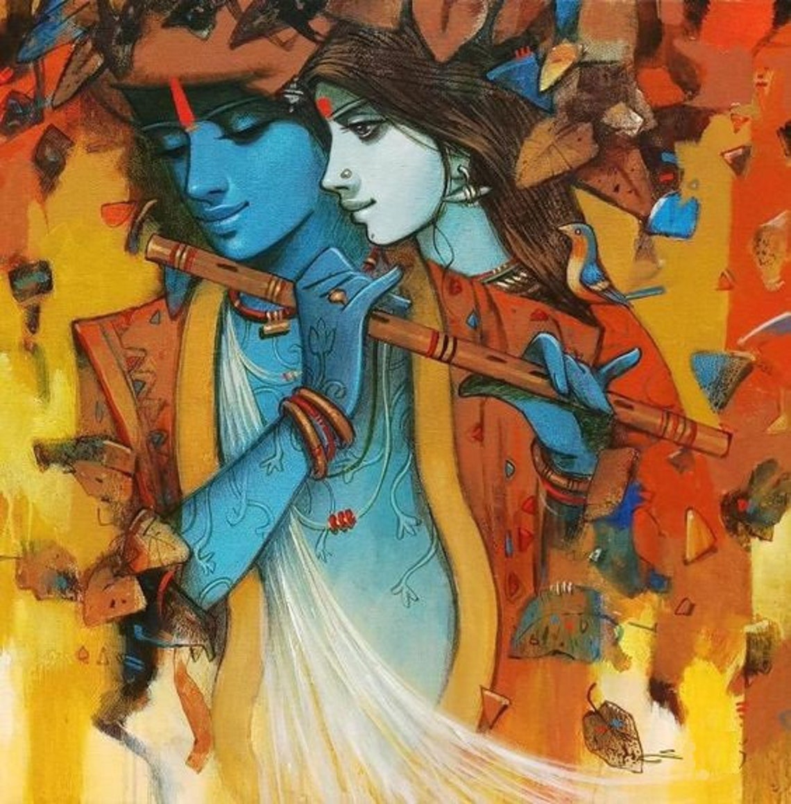 Radha Krishna Playing Flute A Hand Painted Painting On Canvas Etsy radha-krishna-playing-flute-a-hand-painted-painting-on-canvas-etsy