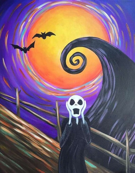 Halloween Hand Painted Painting on Canvas Without Frame 