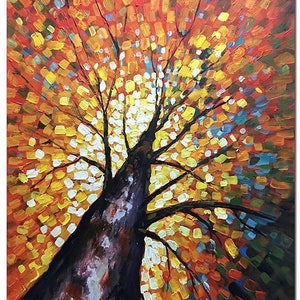 Oil Painting Orange Tree 3D Hand Painted On Canvas Abstract Artwork (Without Frame)