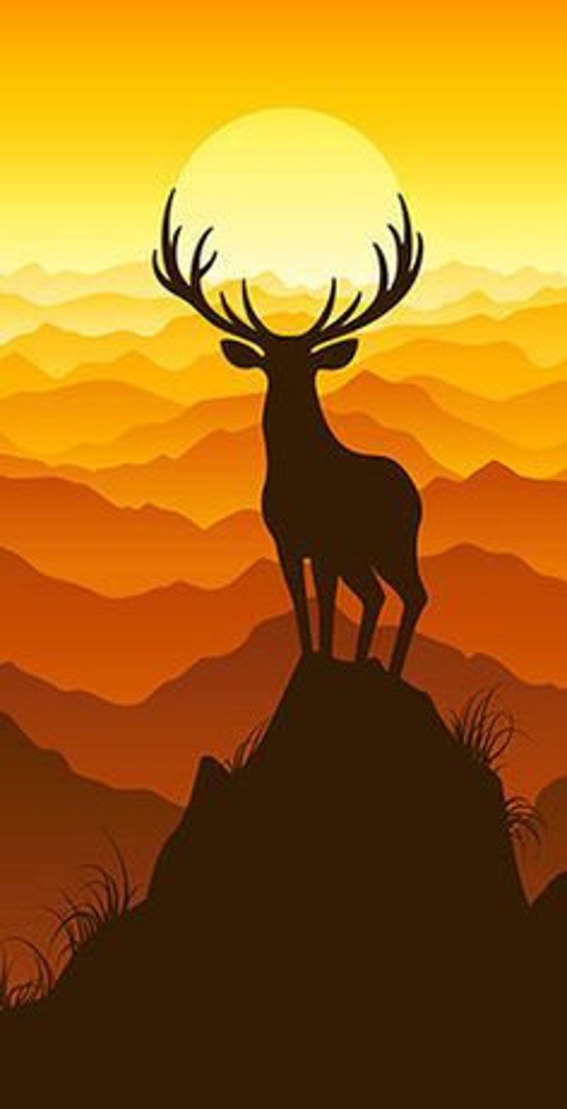 Deer on Top of Mountain Oil Painting Handpainted on Canvas Without Frame image 4