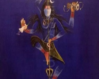 Lord Shiva Oil Painting Handpainted on Canvas H without - Etsy Finland
