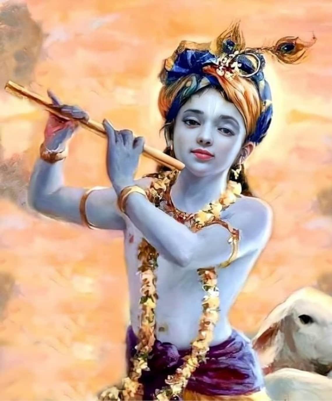 Krishna Hand Painted Painting on Canvas S without Frame Etsy