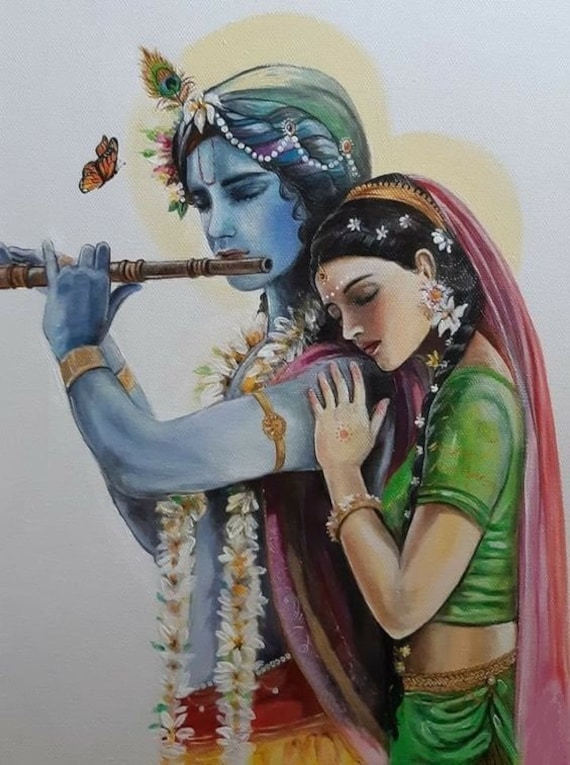Lord Krishna With Flute Drawings