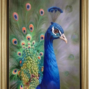 Peacock Hand Painted Paintings on Canvas Wall Art Painting Without Frame image 2