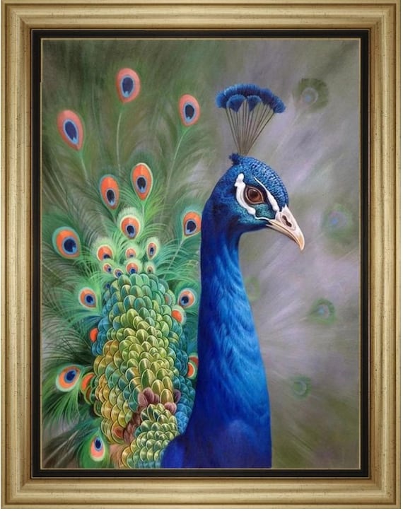 Peacock Wall Art Peacock Golden Tree Pictures Wall Decor Colorful Bird  Peacock Canvas Painting Modern Decoration Artwork for Bathroom Living Room