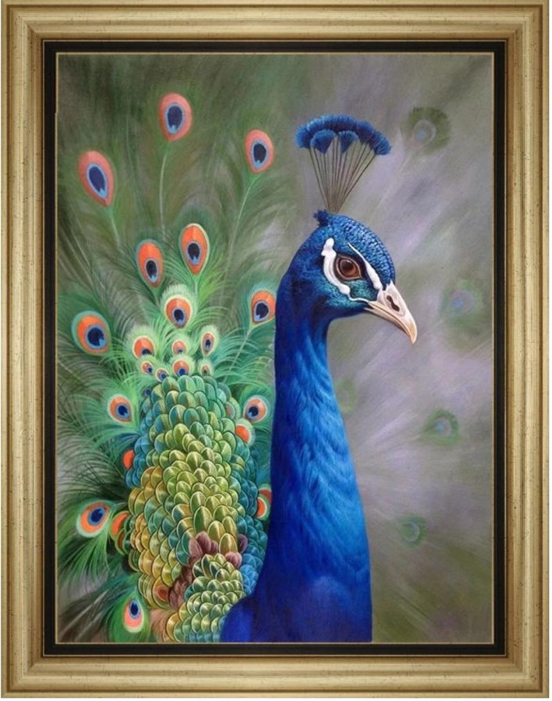 Peacock Hand Painted Paintings on Canvas Wall Art Painting Without Frame image 2