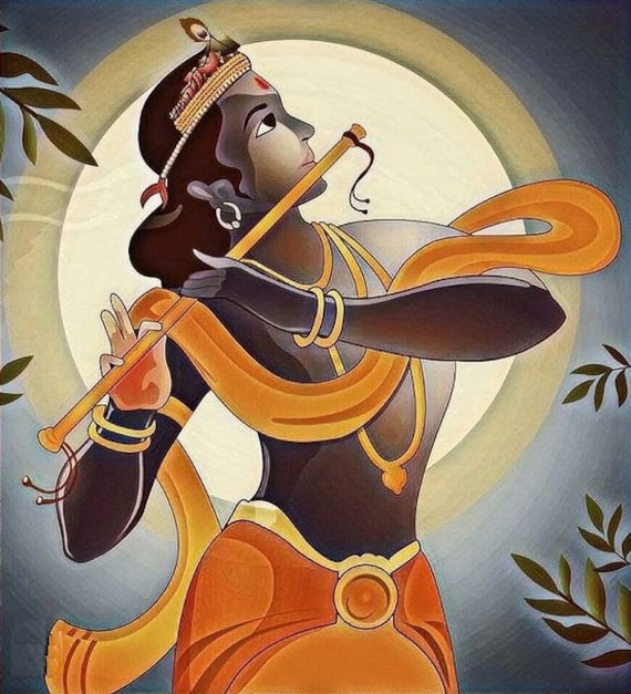 Buy Lord Krishna S Hand Painted Painting on Canvas without Frame Online in  India - Etsy