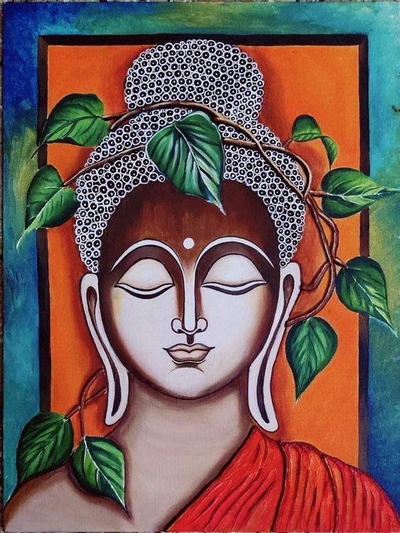 Lord Buddha F Hand Painted Painting on Canvas without Frame Etsy