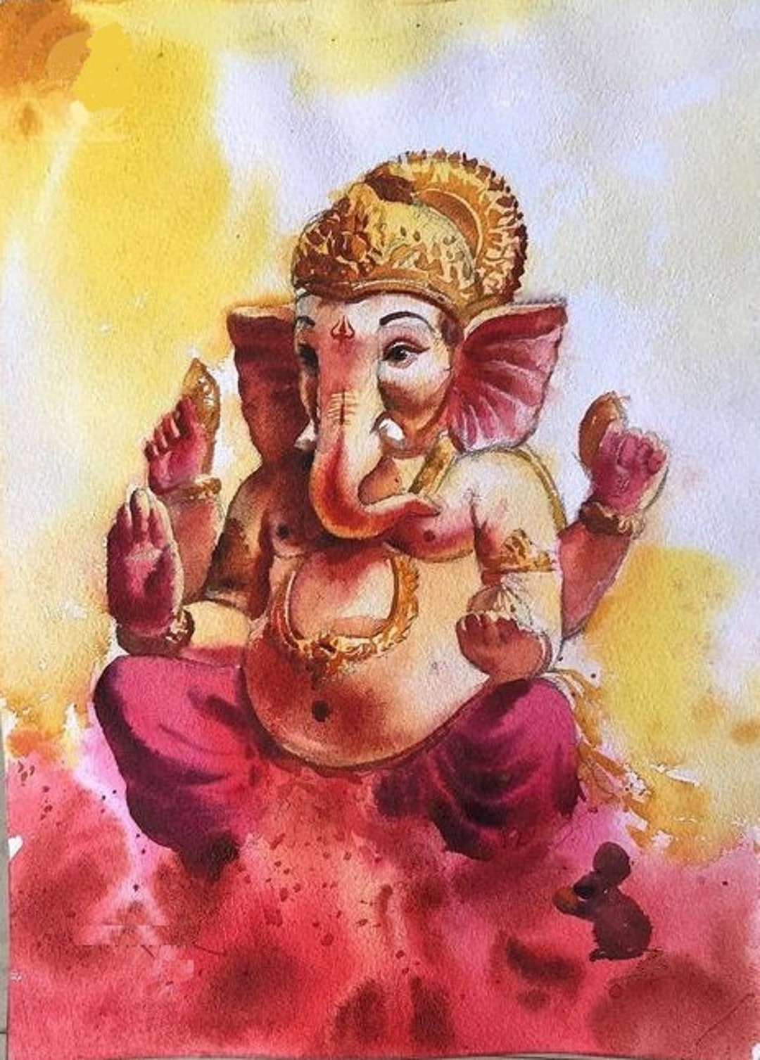 Buy Lord Ganesha T Hand Painted Painting on Canvas without Frame ...