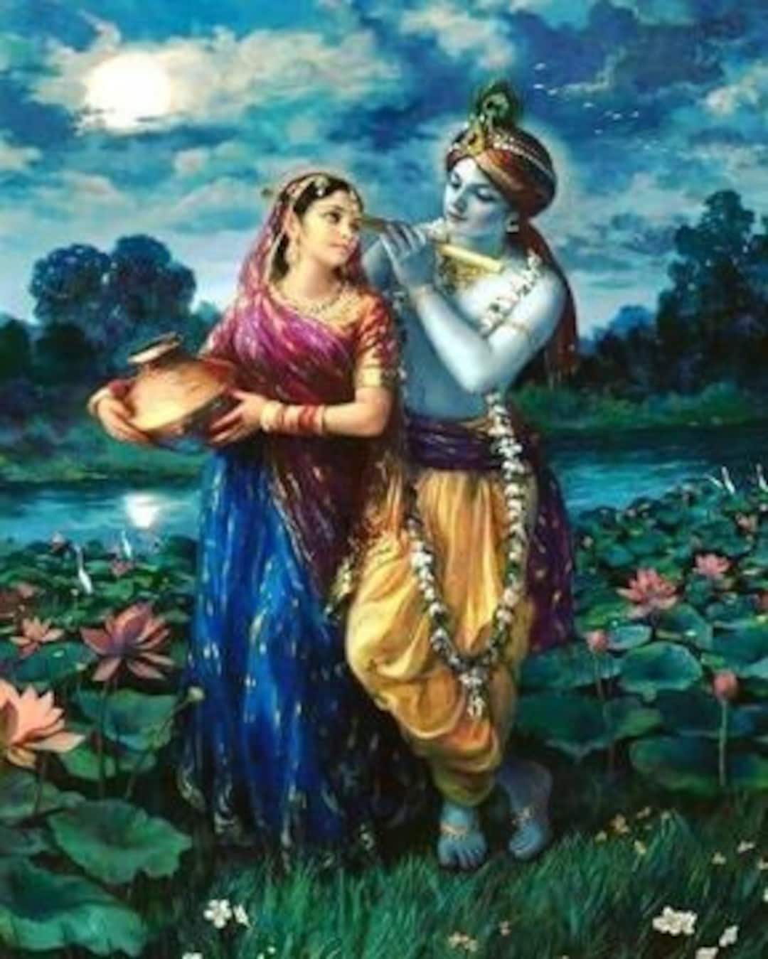 Buy Radha Krishna Love Forever AI Oil Painting Handpainted on ...