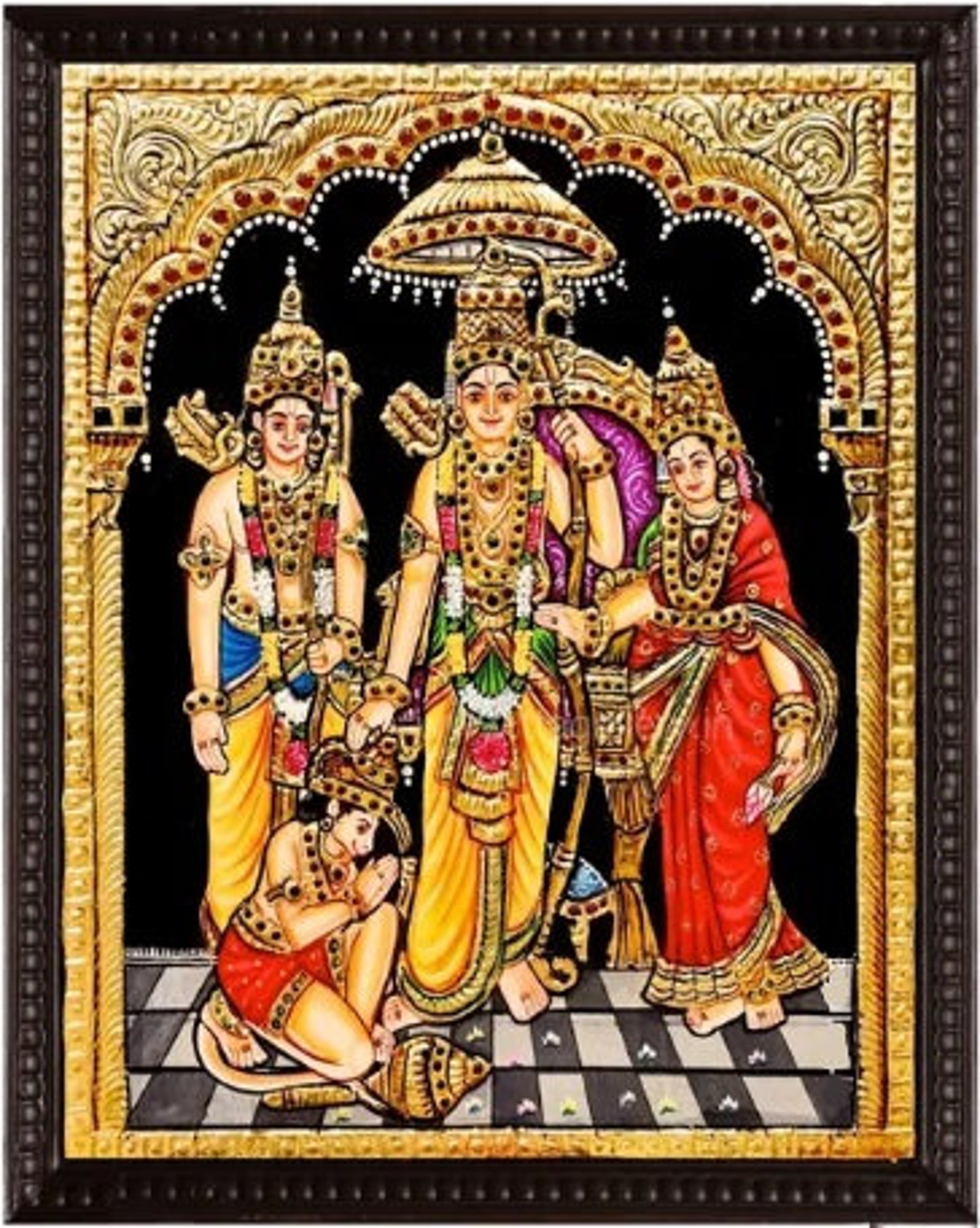 Ram Darbar Traditional A Tanjore Painting With Frame 18.5inc Etsy