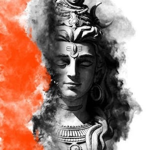 Lord Shiva Oil Painting Handpainted on Canvas B (Without Frame)