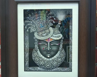 3D Krishna Silver Traditional Tanjore Painting With Frame (18inc x 16inc x3inc Inches)