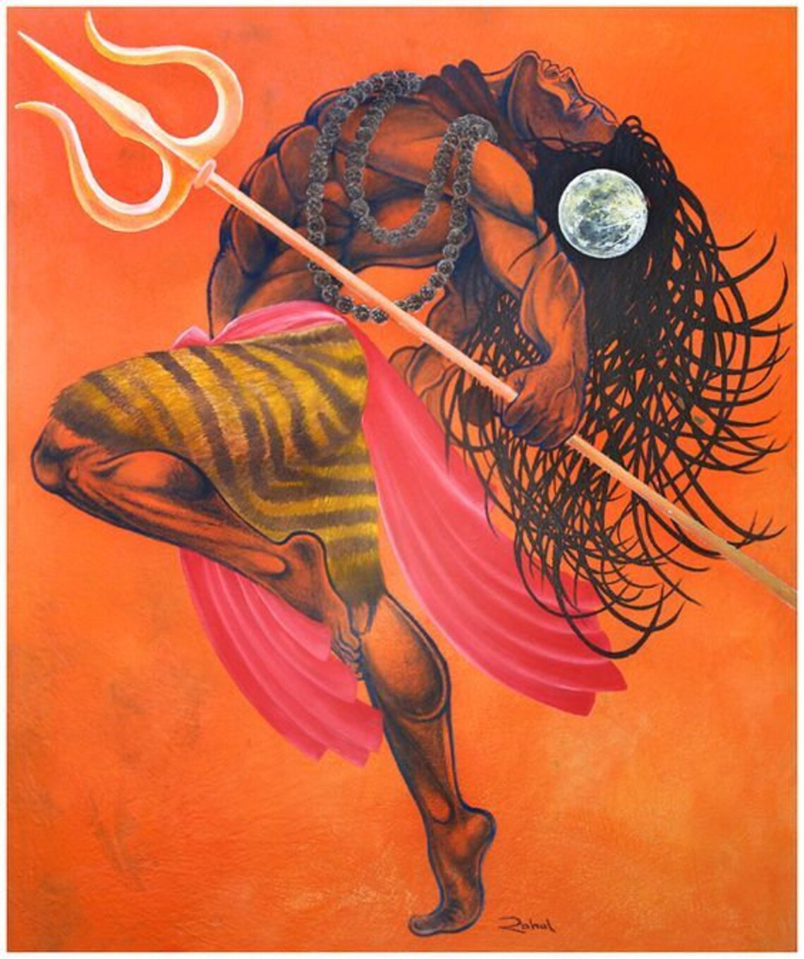 Lord Shiva Oil Painting Handpainted on Canvas D without Frame Etsy