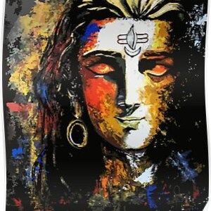 Lord Shiva Oil Painting Handpainted on Canvas G (Without Frame)