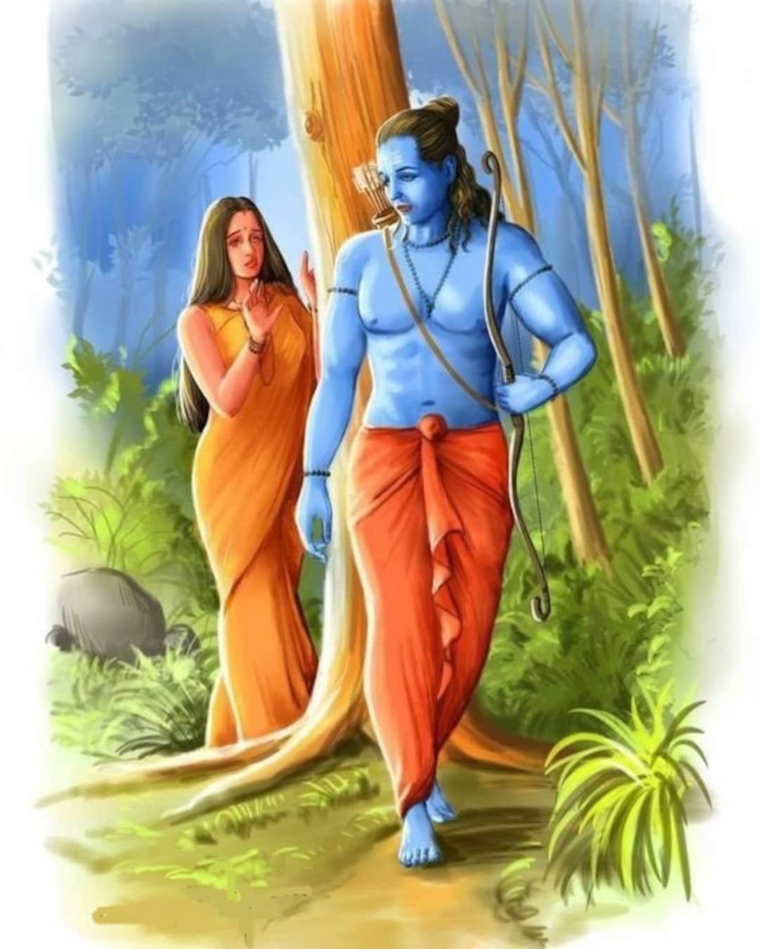 Buy Ram Sita A Hand Painted Painting on Canvas without Frame ...