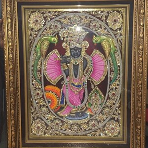 Banke Bihari N Tanjore Painting With Frame (18.5inc x 16inc x2 Inches)