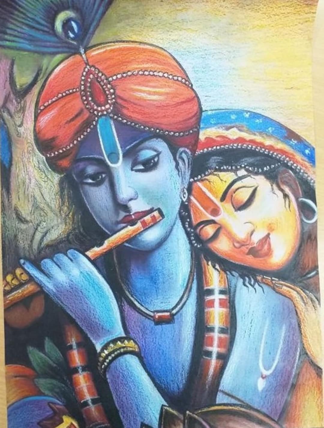 Buy Radha Krishna Love Forever AJ Oil Painting Handpainted on ...