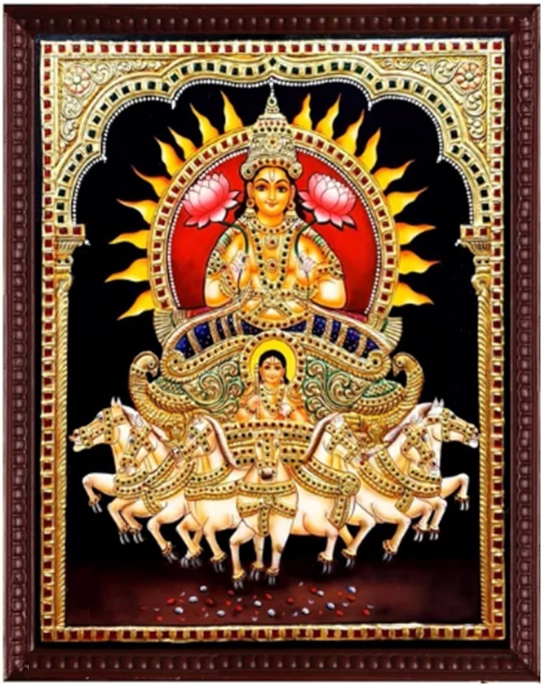 Buy Surya Bhagavan Tanjore Painting With Frame Online in India - Etsy