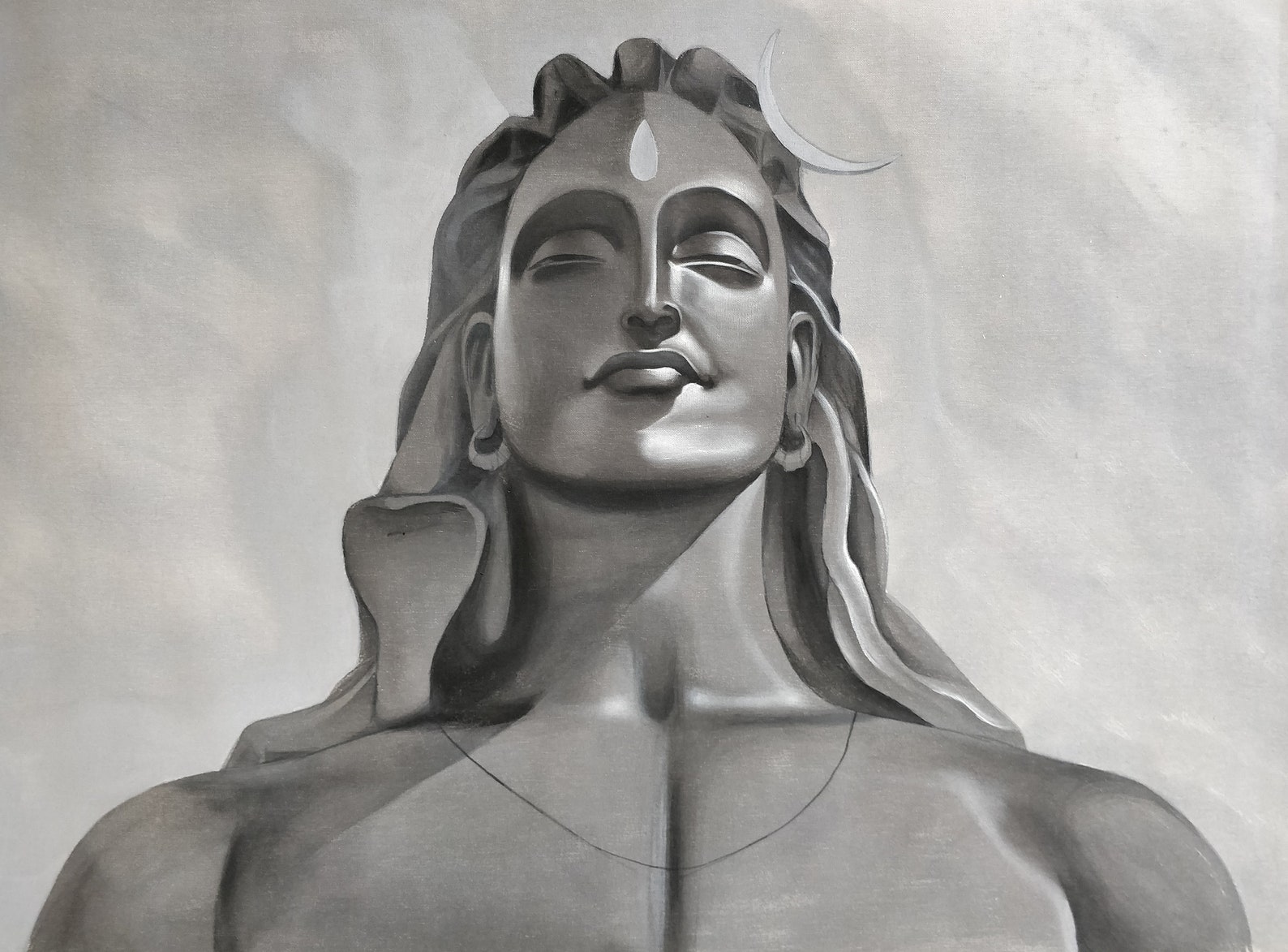 The Adiyogi Mahadev Shiva Handpainted Paintings on Canvas Wall Art