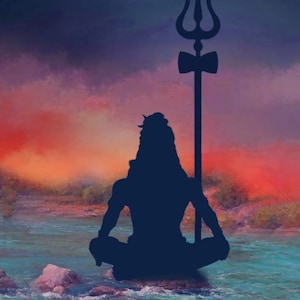 Lord Shiva Oil Painting Handpainted on Canvas C (Without Frame)