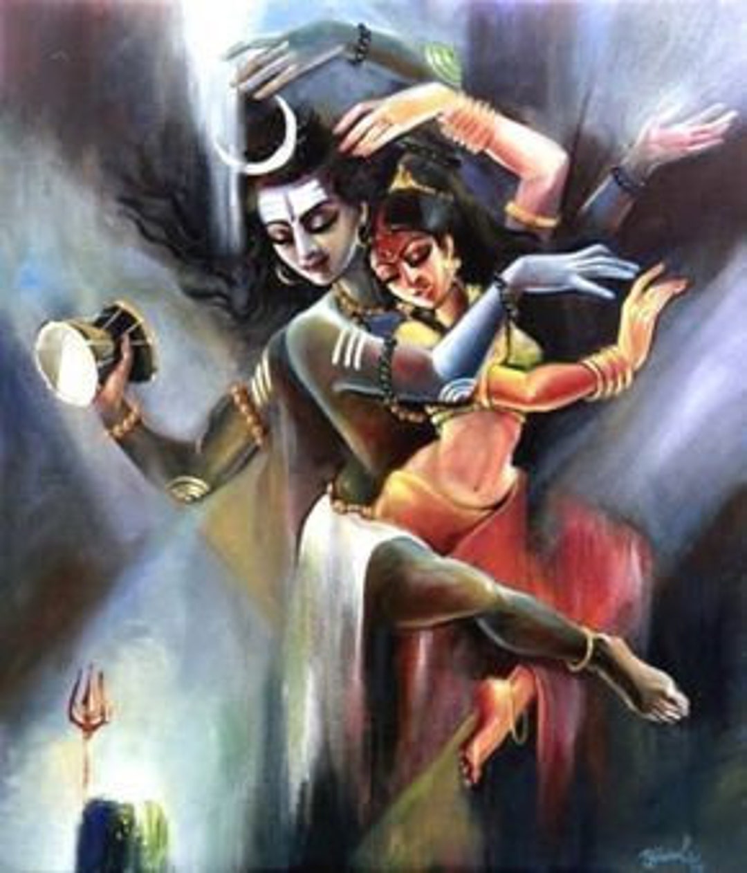 Buy Shiv Shakti Divine Dance Oil Painting Handpainted on Canvas ...