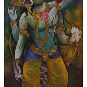 Varaha Avatar of Lord Vishnu Hand Painted Painting On Canvas (No Frame)
