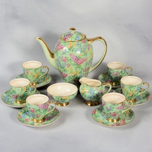 Empire Lilac Time Chintz Demitasse Coffee Set - 1930'S