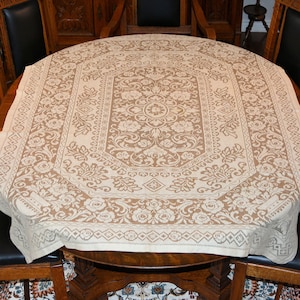 Mantel vintage gris topo/beige con estampado de rosas, 122 x 162 cm (sin usar)