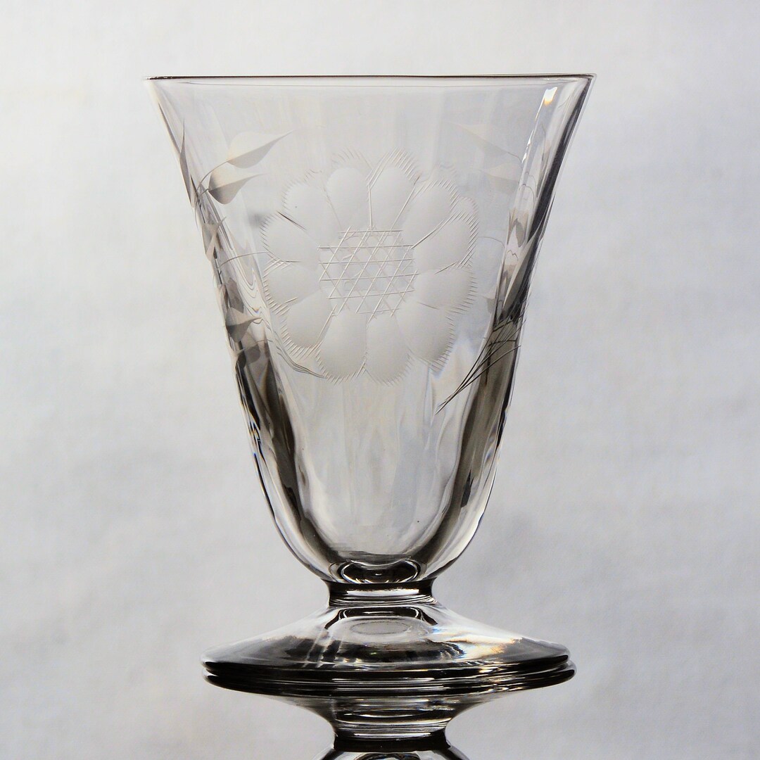 5 Hughes Cornflower Optic Footed Juice Glasses Etsy