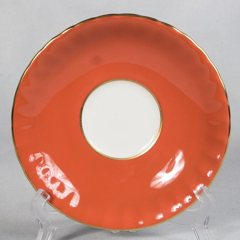 Aynsley Burnt Orange Floral Center Teacup /& Saucer