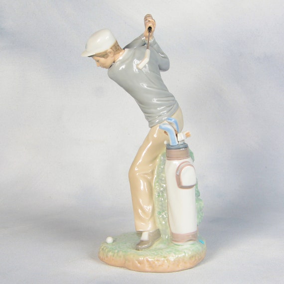 Lladro Golfer Figurine - Gentleman Swinging at Golf Ball - Etsy