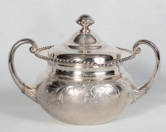 James Tufts Quadruple Silver Plate Cream Sugar & Waste Container