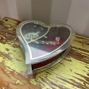 Vintage Heart-Shaped Music Box with Gold-Tone Trim