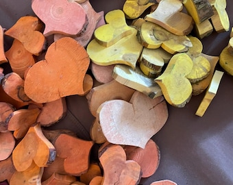 1 lb Bulk Hand-Cut Wooden Hearts – Choose Your Color!