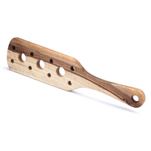 BDSM Paddle in Walnut Wood, Handcrafted Wooden Spanking Paddle With Holes,  Kinky Toys for Sub and Dom and Other BDSM Fetishes 