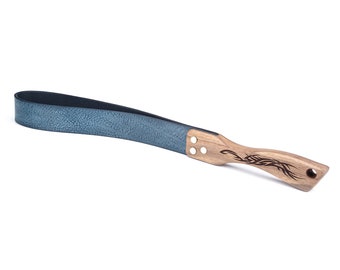 Leather Strap Paddle Spanking Belt Whip Tawse in wooden gift box