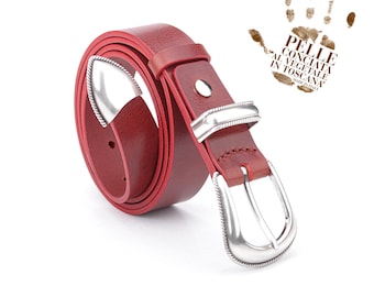 Sienna Red Leather Belt, Custom Handmade Leather Belt, Belt with unique buckle