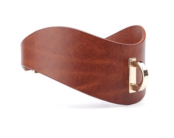 Light Brown leather wide sub collar, leather choker