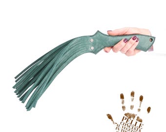 Teal Color Leather Flogger Paddle, Handmade BDSM Spanking Paddle, Genuine Leather Impact Toy, Luxury Kink Accessory, Couples Gift
